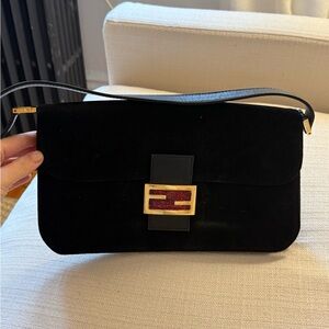 Fendi Black Baguette with Red Glitter Logo